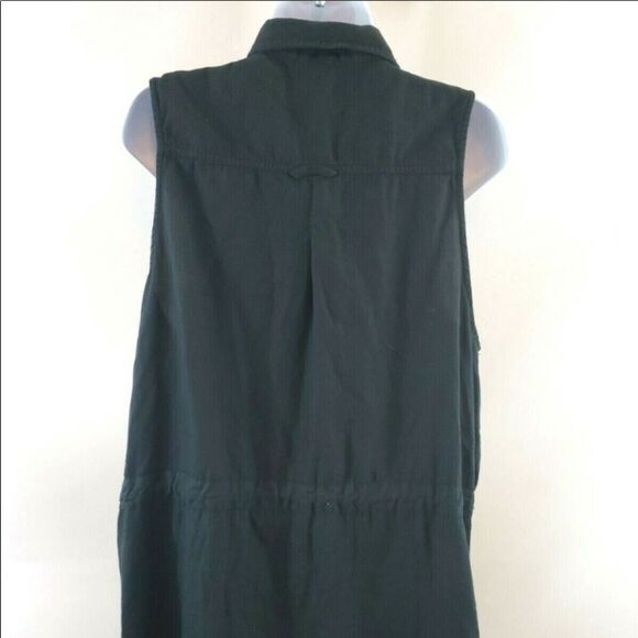 Free People Black Too Far Sleeveless Tunic Snap Front Cinched Waist Top Shirt XS - Picture 5 of 9